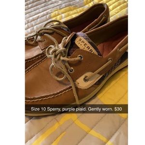 Gently worn Sperry, purple plaid